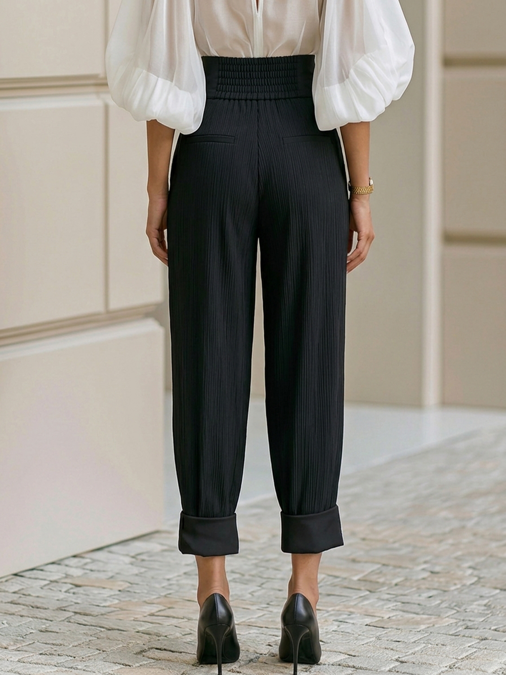 Monochrome Tie Balloon Pants Set