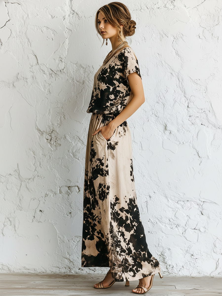 Colorblock Cotton-Linen Midi Dress