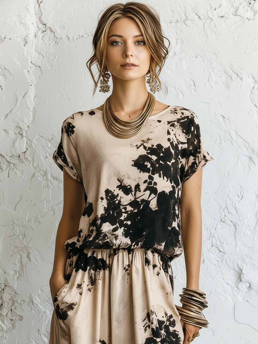 Colorblock Cotton-Linen Midi Dress