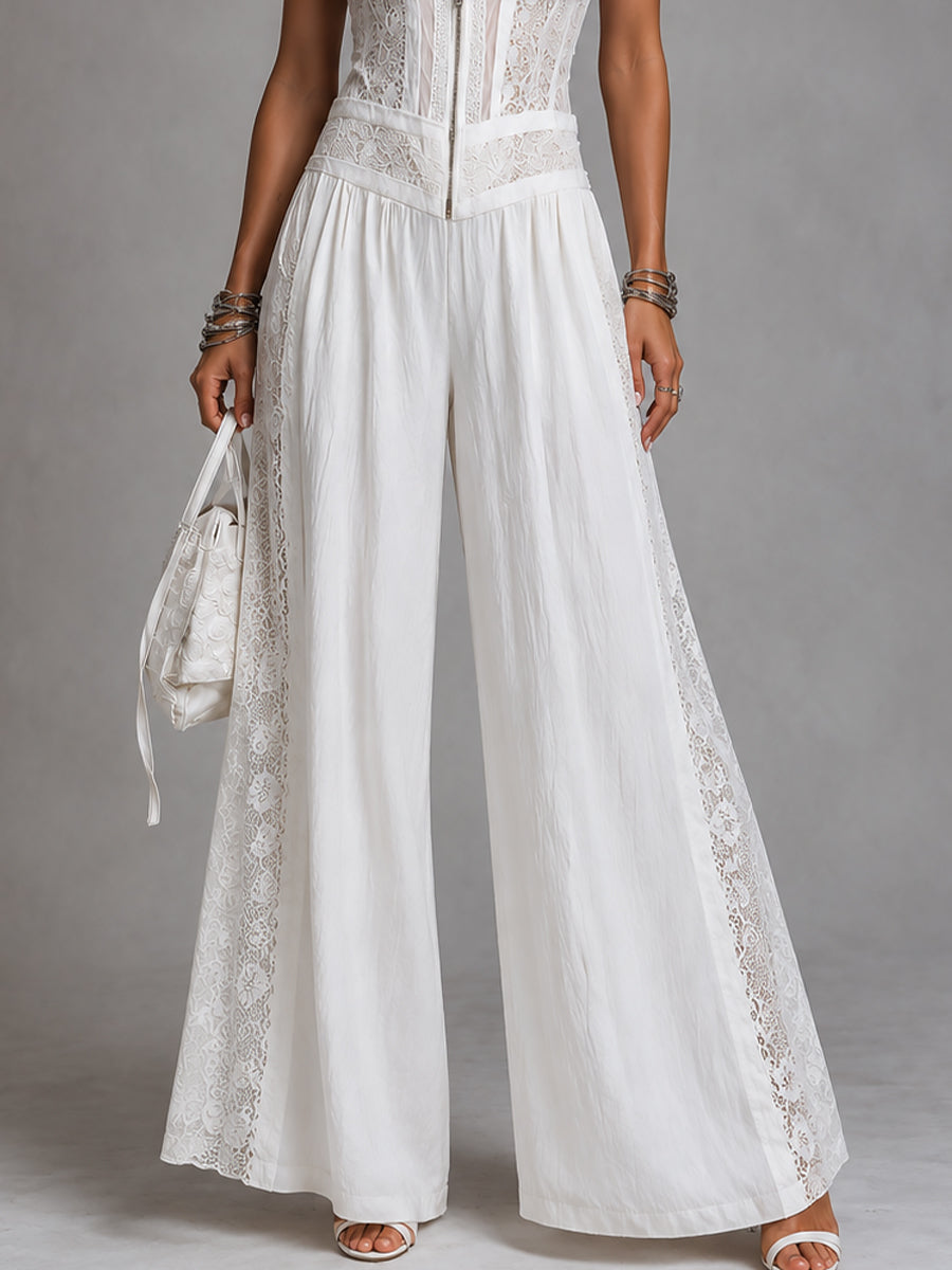 Retro Stand-Collar Wide-Leg Jumpsuit
