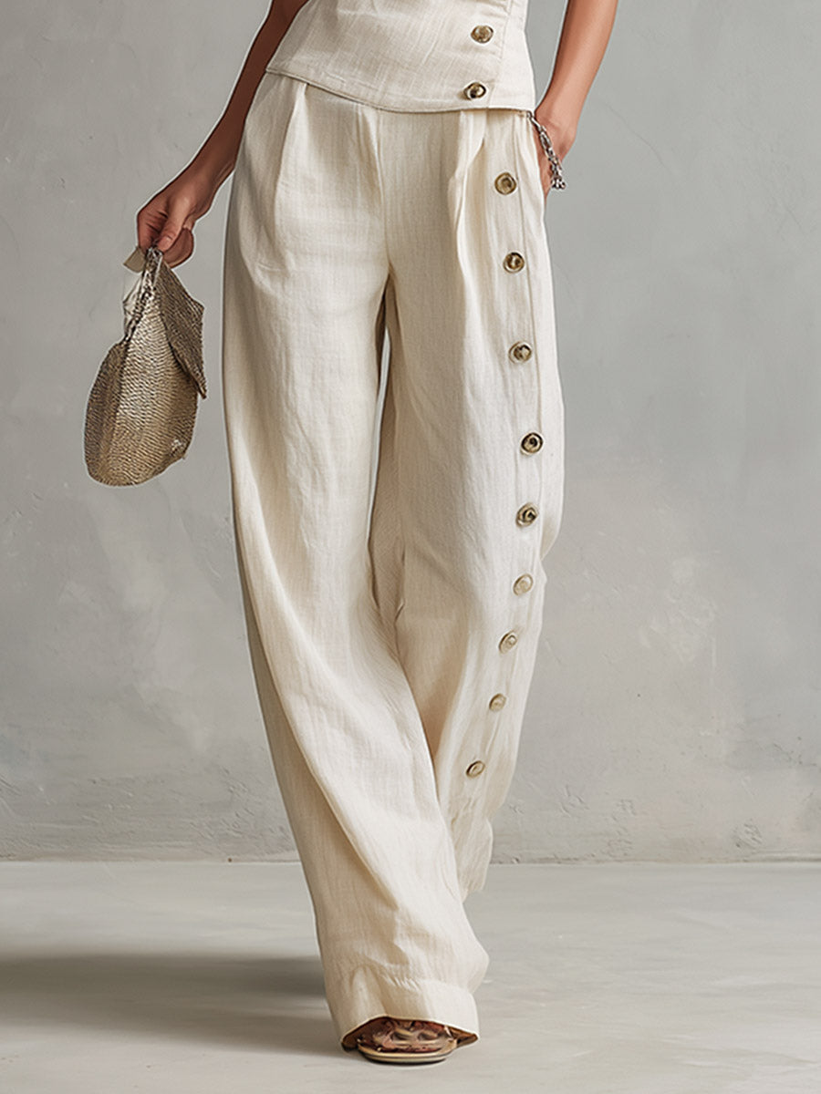 Minimalist One-Shoulder Wide-Leg Set