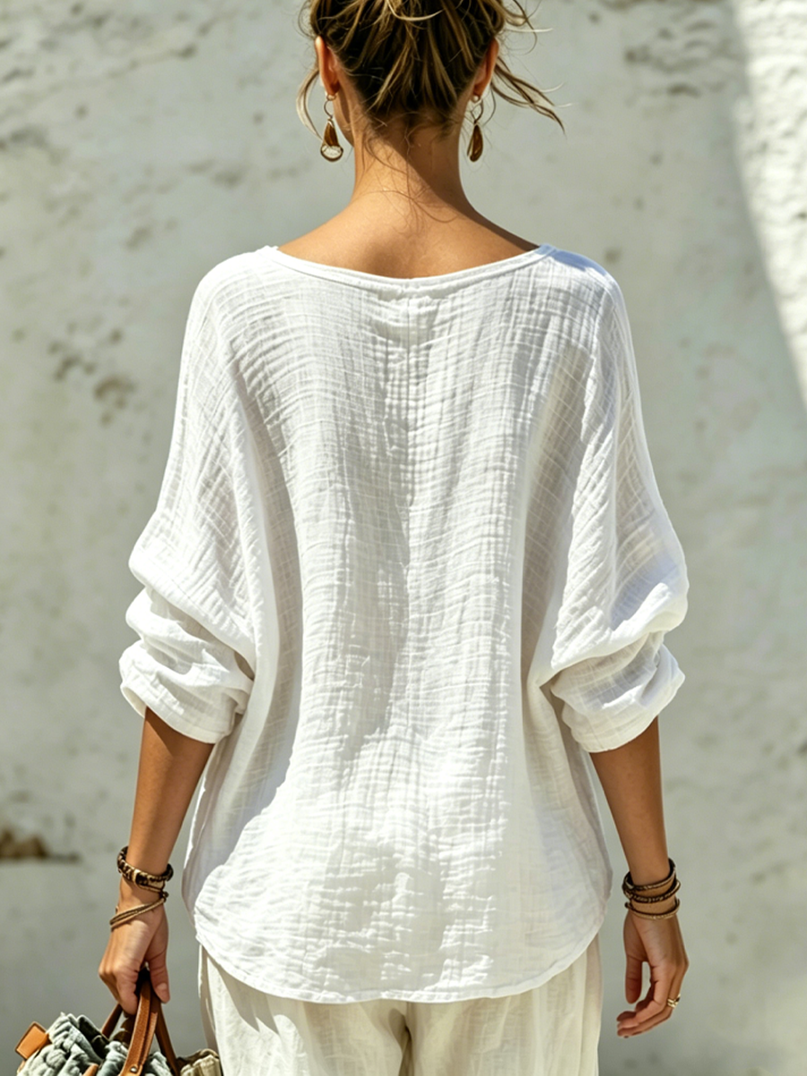 Cotton Crew-Neck Long-Sleeve T-Shirt