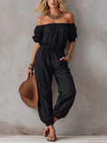 Off-Shoulder Relaxed Fit Jumpsuit