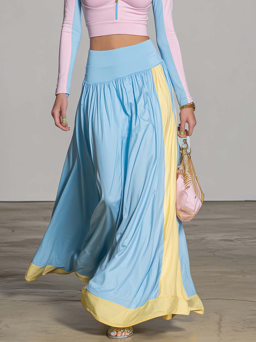 Pastel Sport Maxi Skirt Set