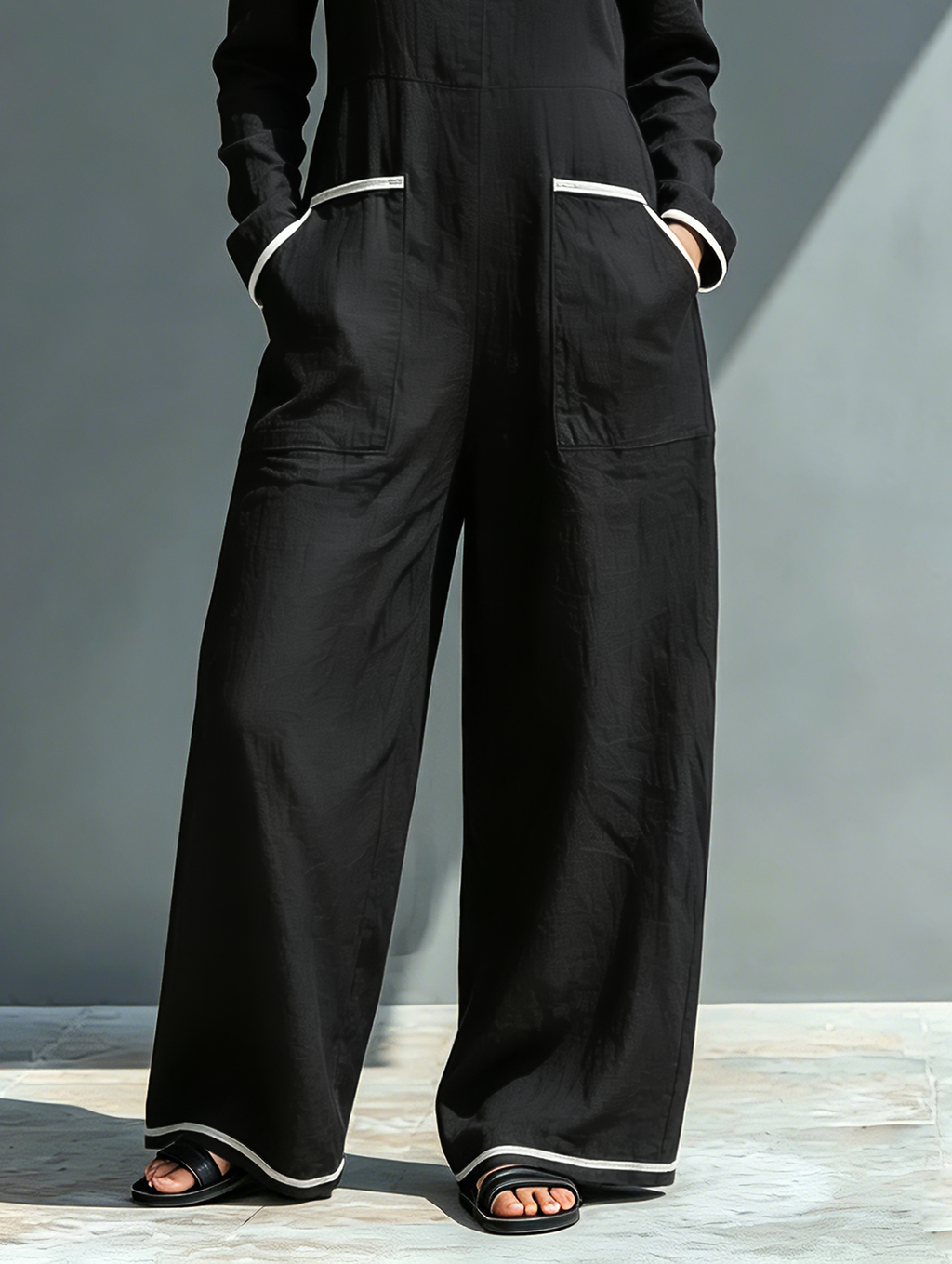 Contrast Trim Off-Shoulder Jumpsuit