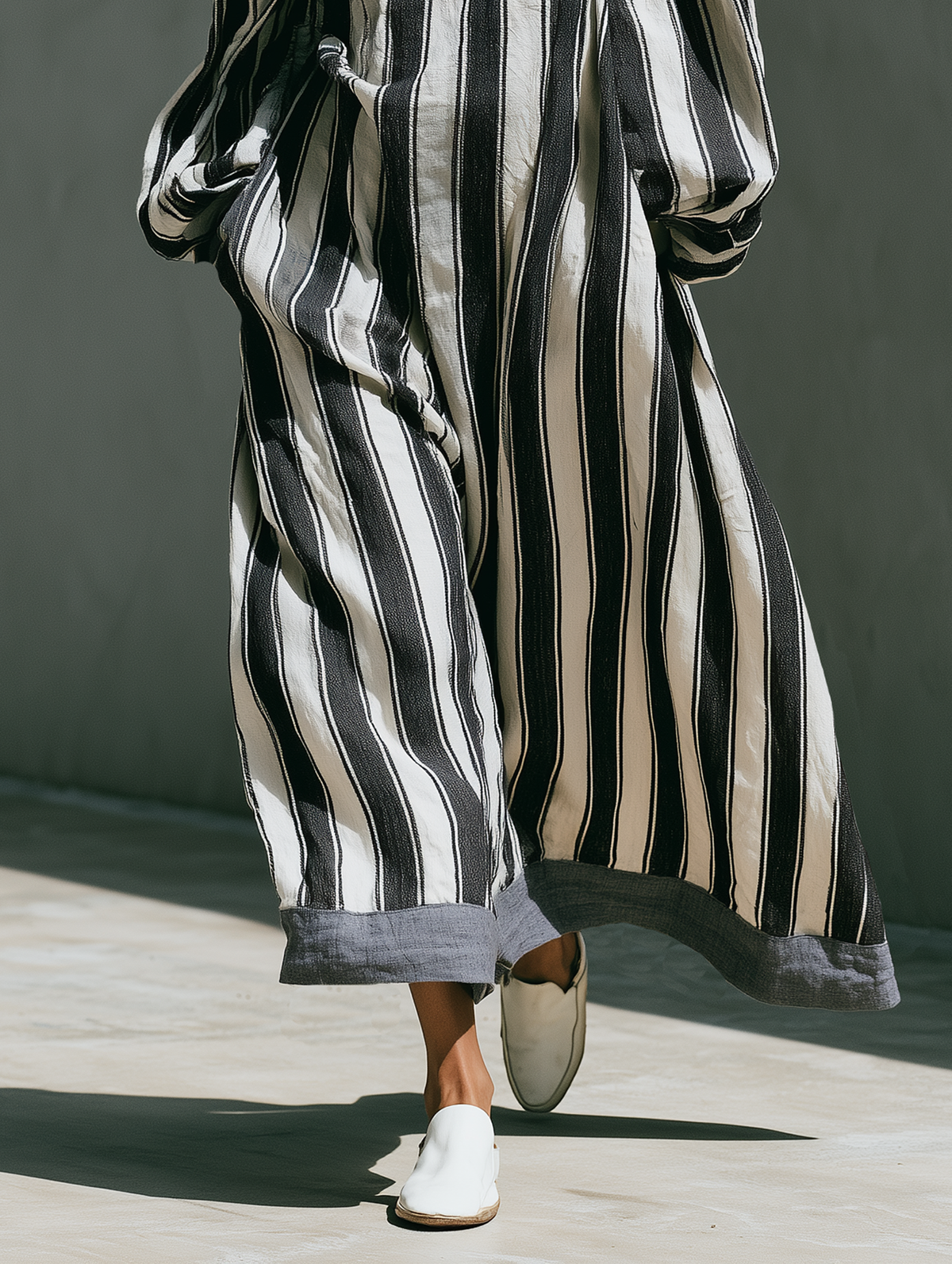 Minimalist Striped Square-Neck Maxi Dress