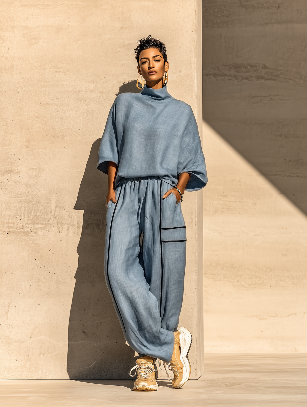 Relaxed Turtleneck Wide-Leg Set