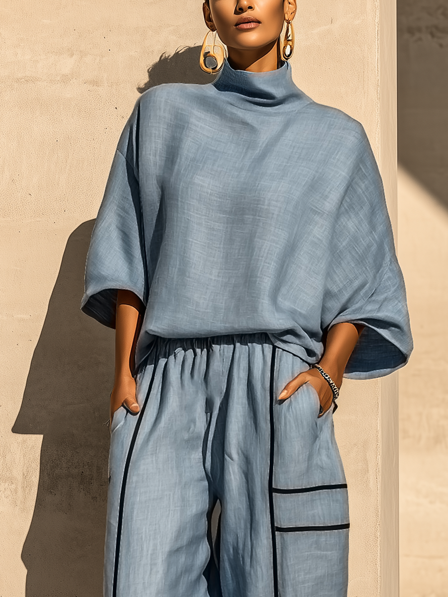 Relaxed Turtleneck Wide-Leg Set