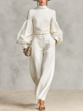 High-Neck Wide-Leg Two-Piece Set