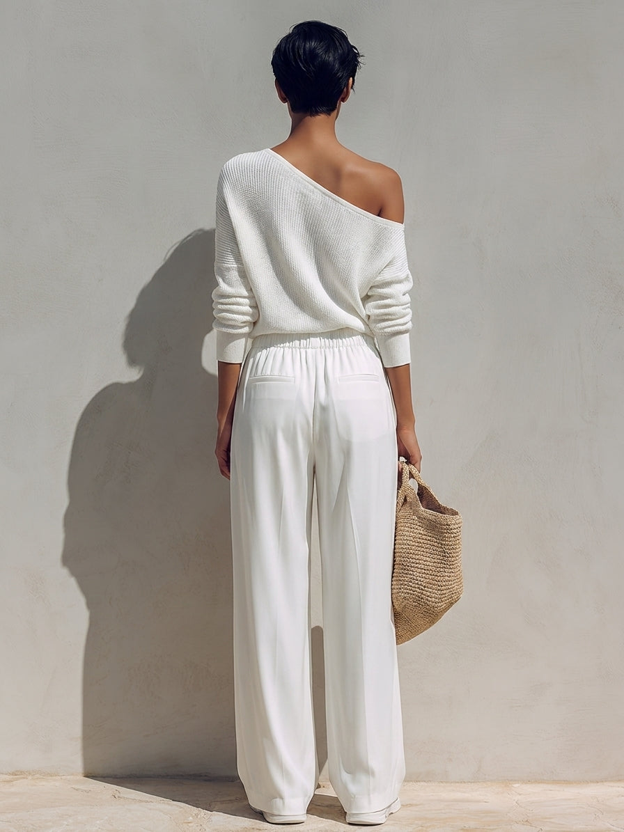 Asymmetric One-Shoulder Wide-Leg Set