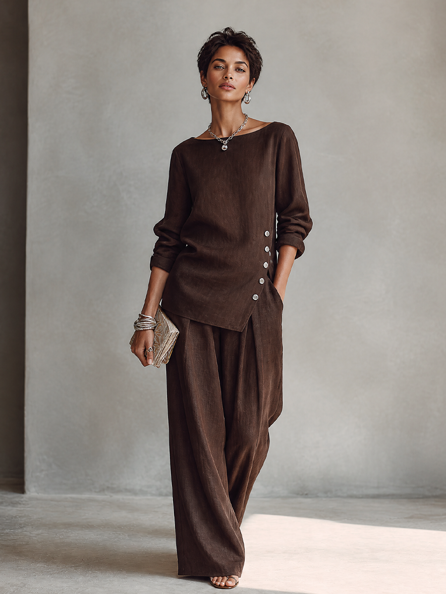 Asymmetric Hem Wide-Leg Set