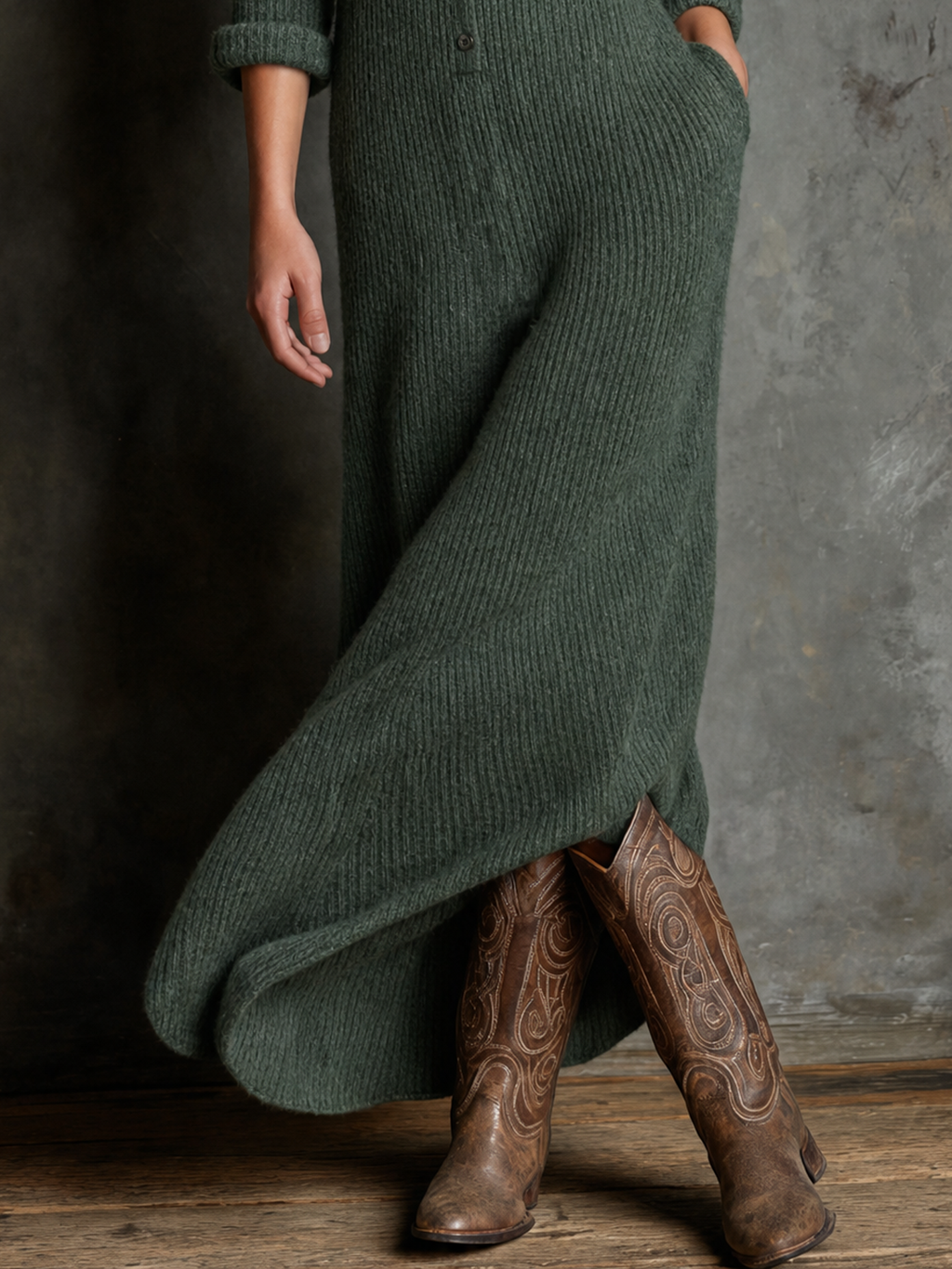 Vintage Collared Button Maxi Dress