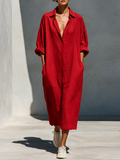 Oversized Button-Front Shirt Dress
