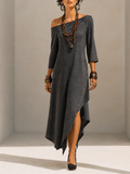 One-Shoulder High-Low Midi Dress