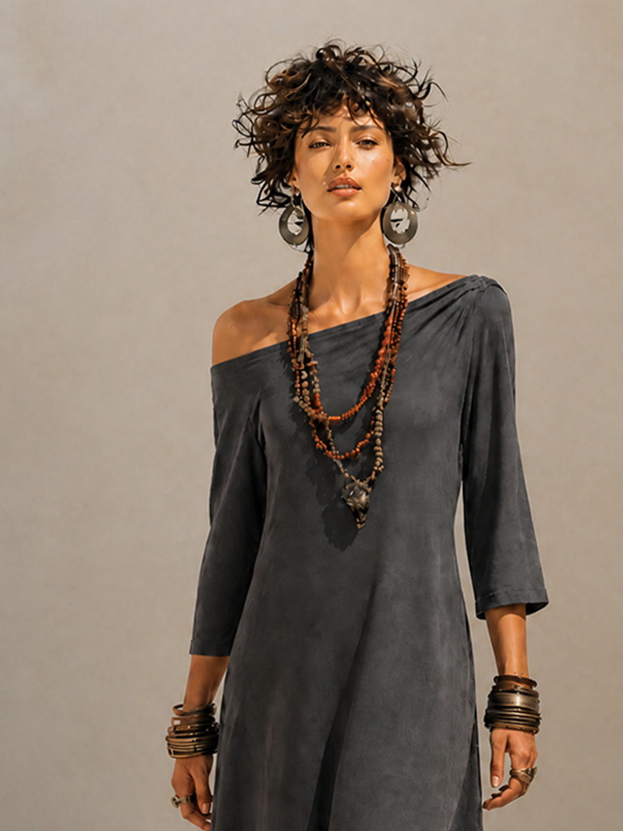 One-Shoulder High-Low Midi Dress