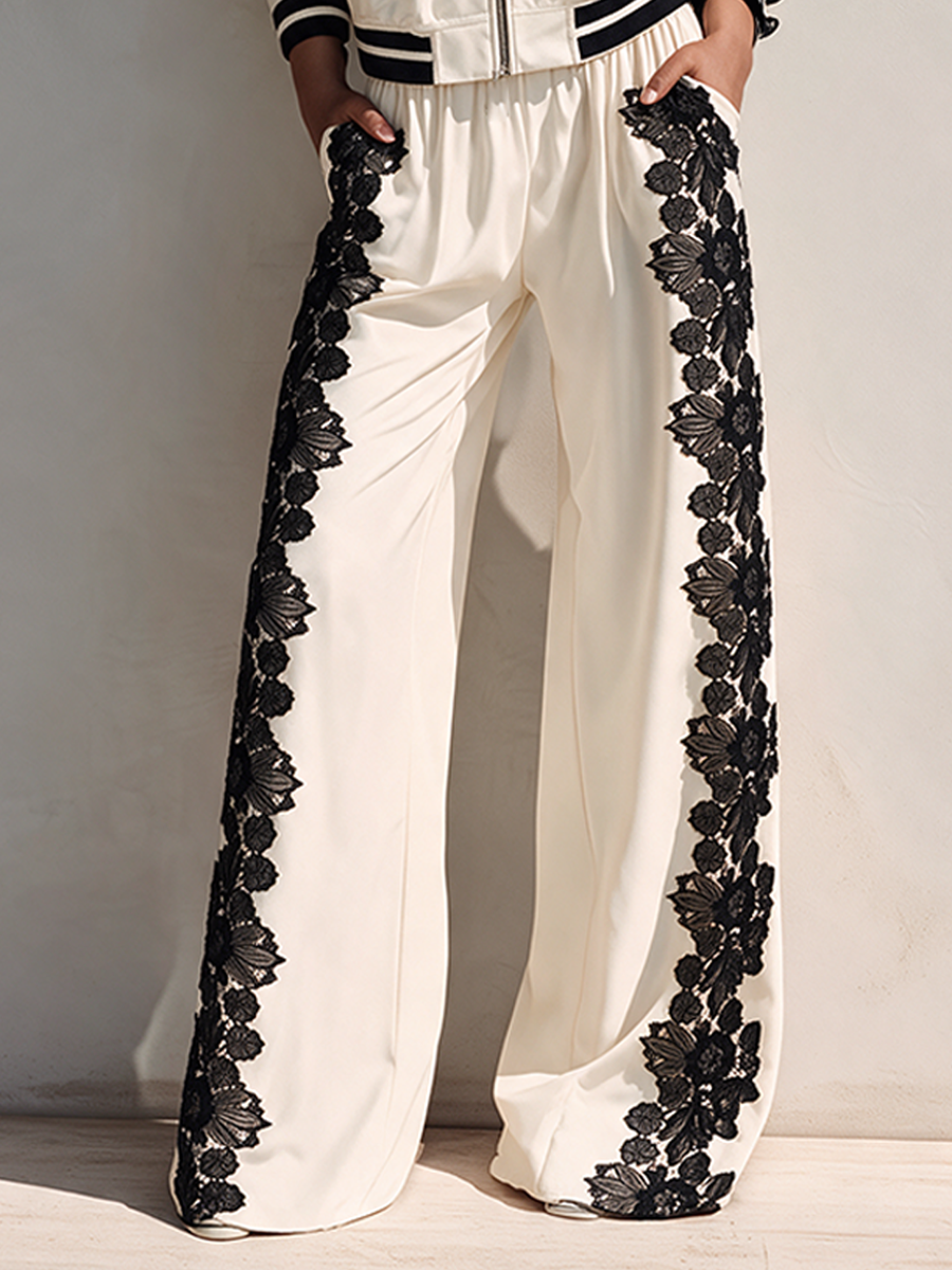Lace Panel Wide-Leg Set