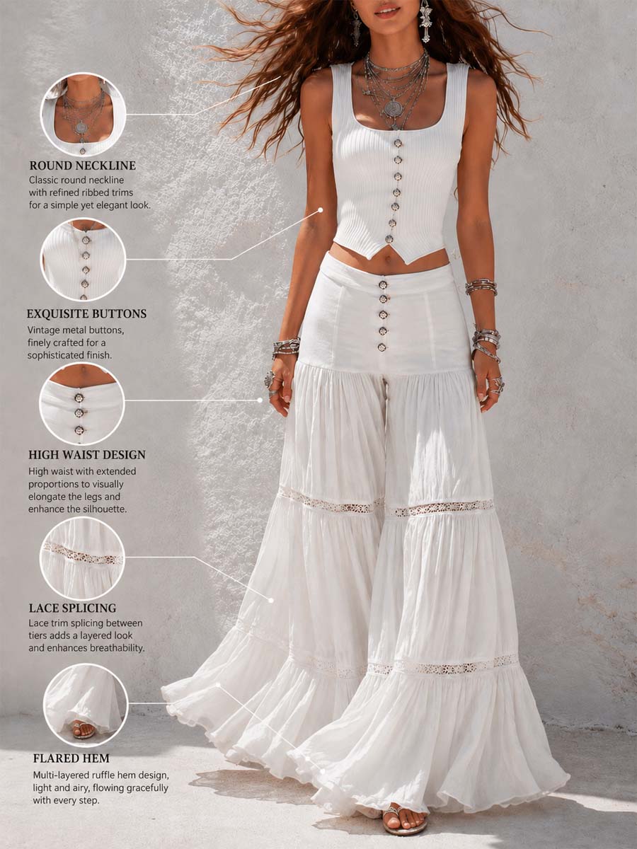 Bohemian Corset Tiered Pants Set