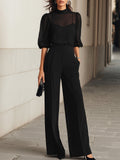 Sheer Chiffon Wide-Leg Three-Piece Set