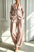 Minimalist Chic Tailored Blazer & Pleated Pant Suit