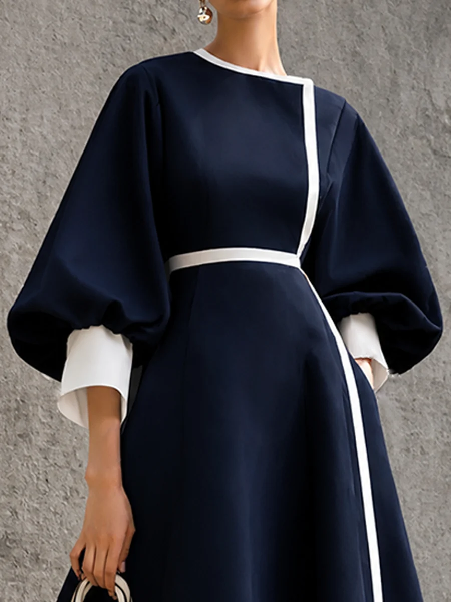 Vintage Piped A-Line Midi Dress