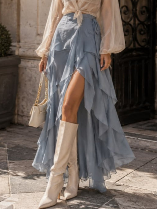 Layered Shirt Skirt Set