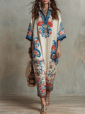 Floral Paisley Kaftan Midi Dress