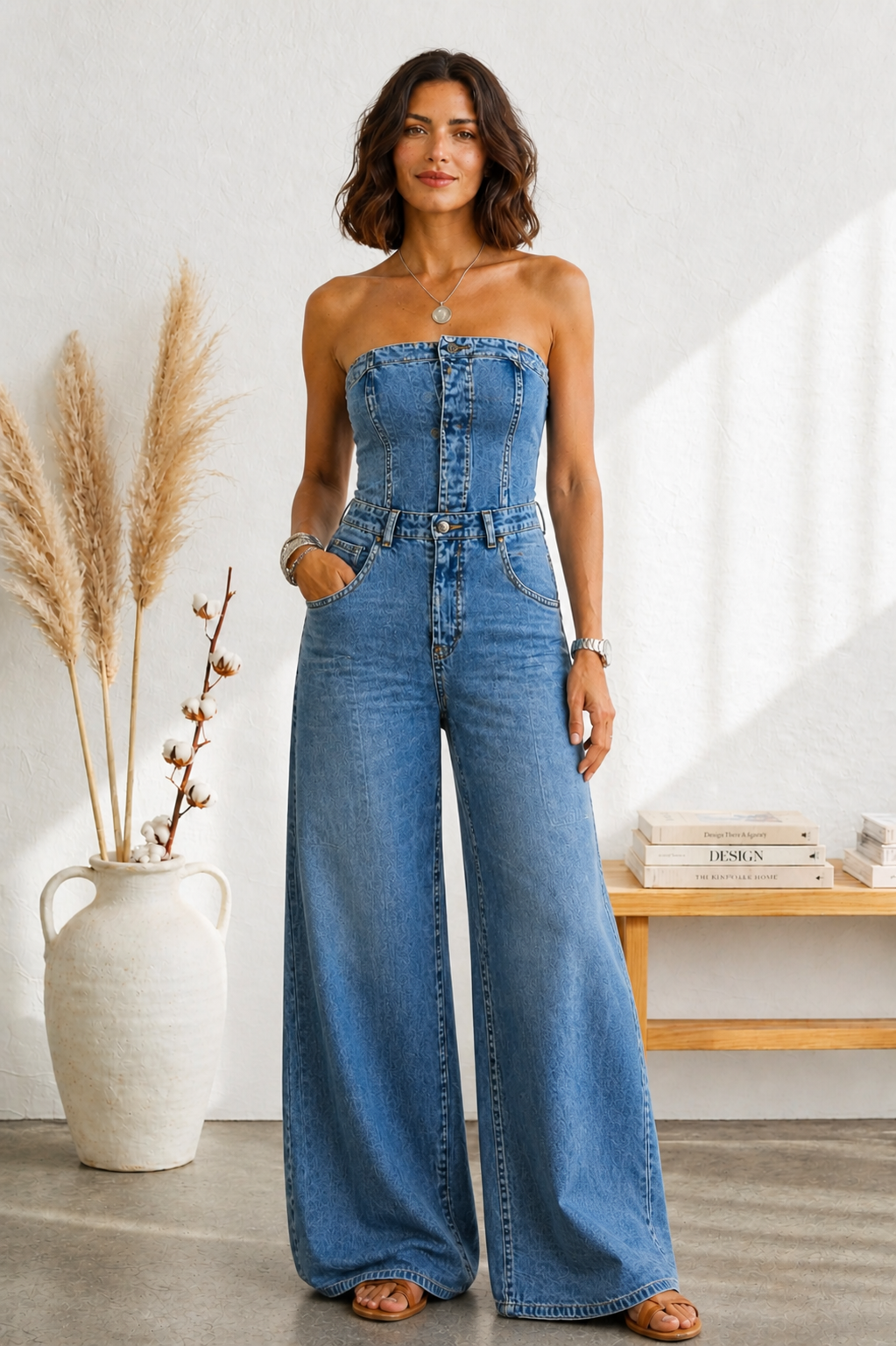 Sculpt Strapless Blue Jumpsuit