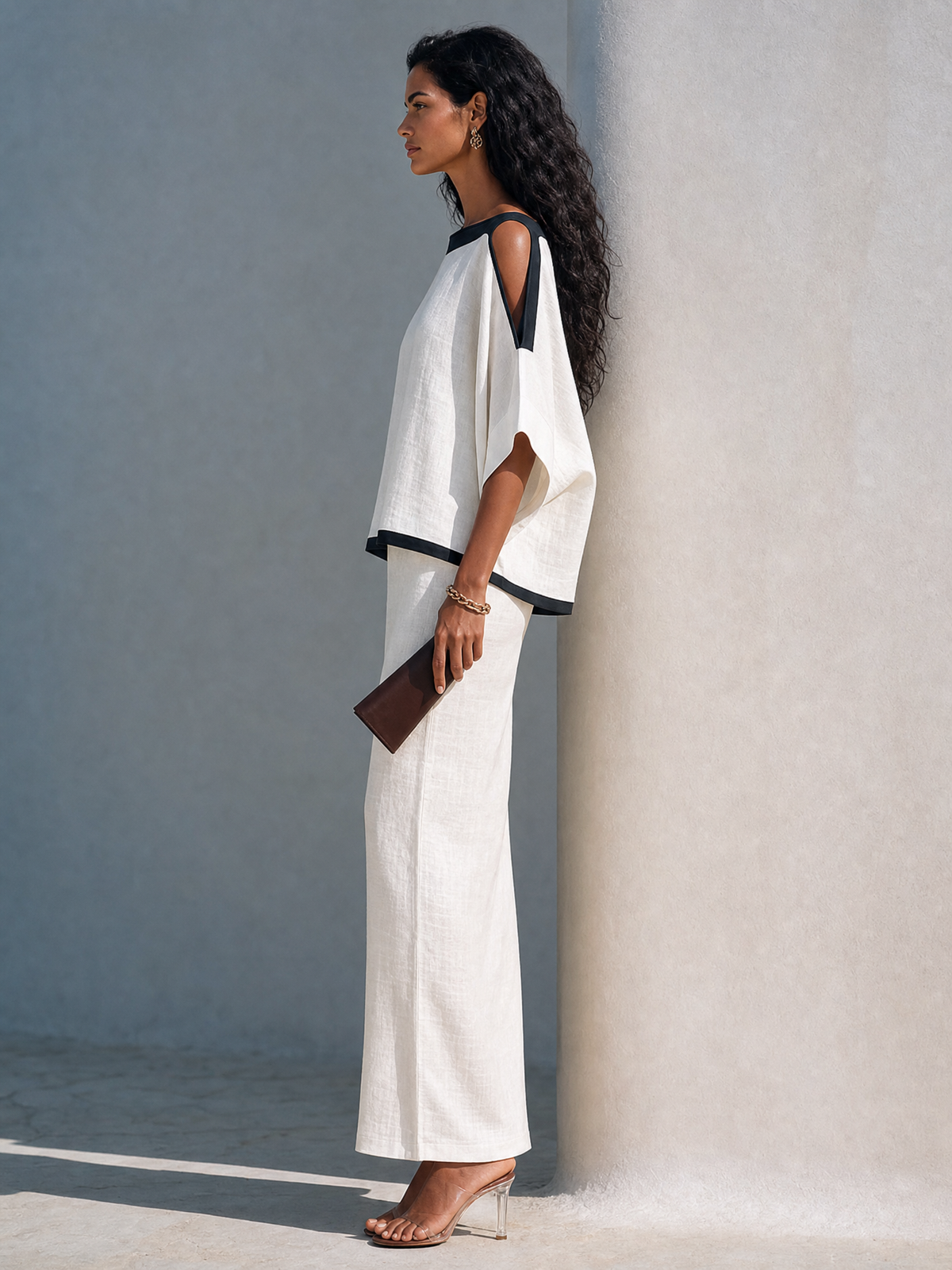 Off-Shoulder Batwing Midi Set