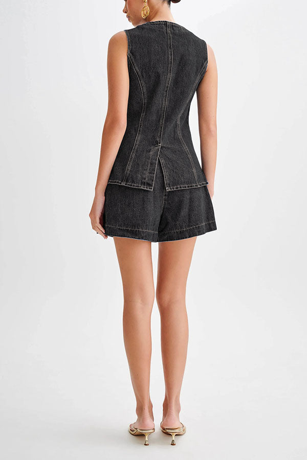 Abel Denim High Waist Relaxed Fit Shorts