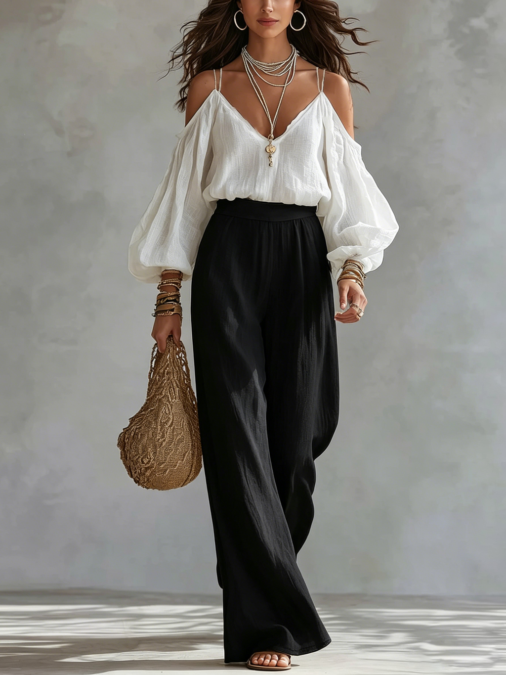 Bohemian Cold Shoulder Pants Set