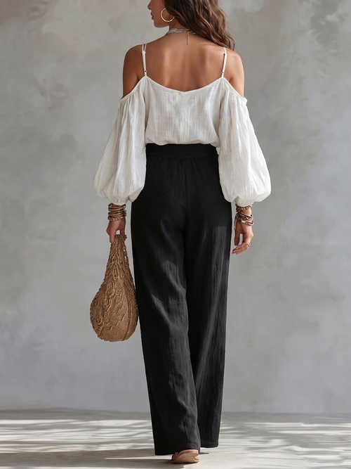 Bohemian Cold Shoulder Pants Set