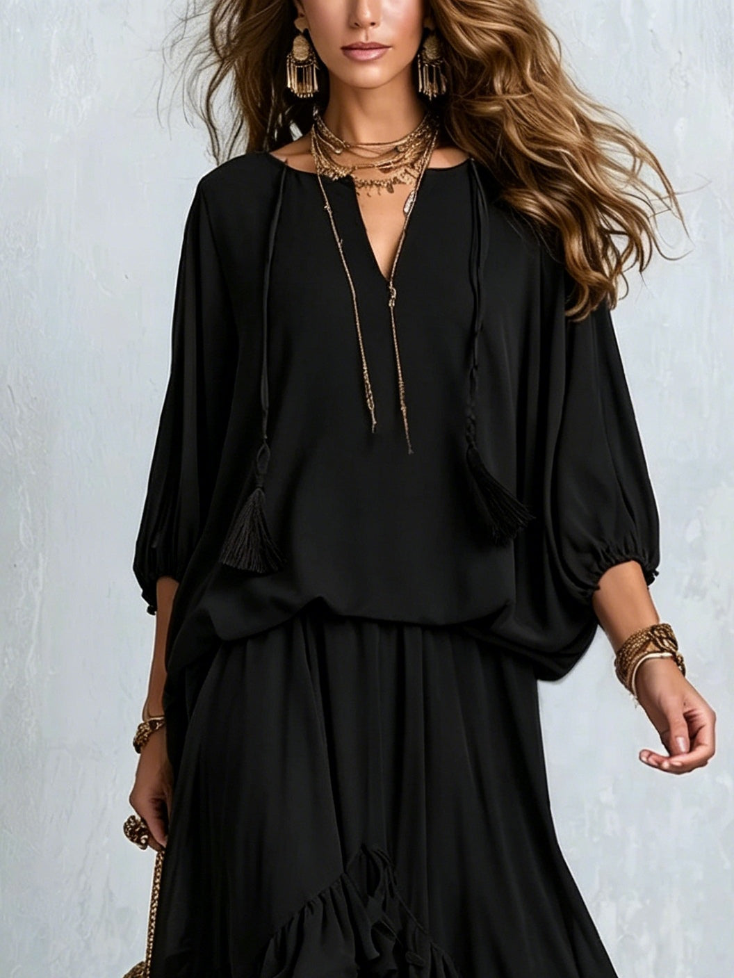 Ethereal Tiered Chiffon Skirt Set