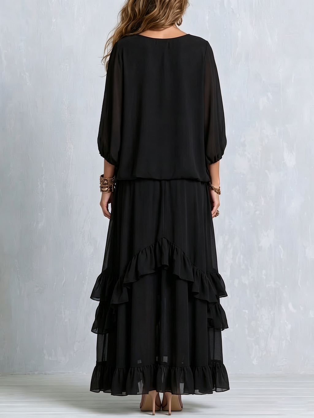 Ethereal Tiered Chiffon Skirt Set