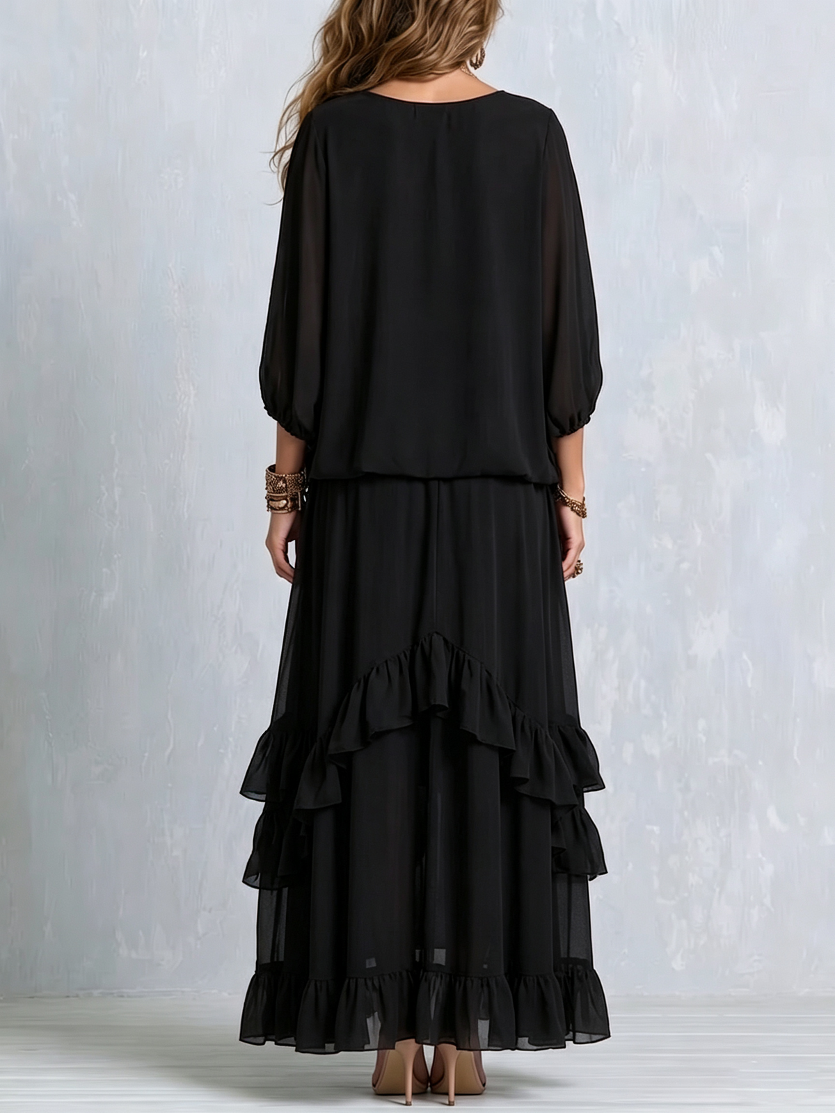 Ethereal Tiered Chiffon Skirt Set