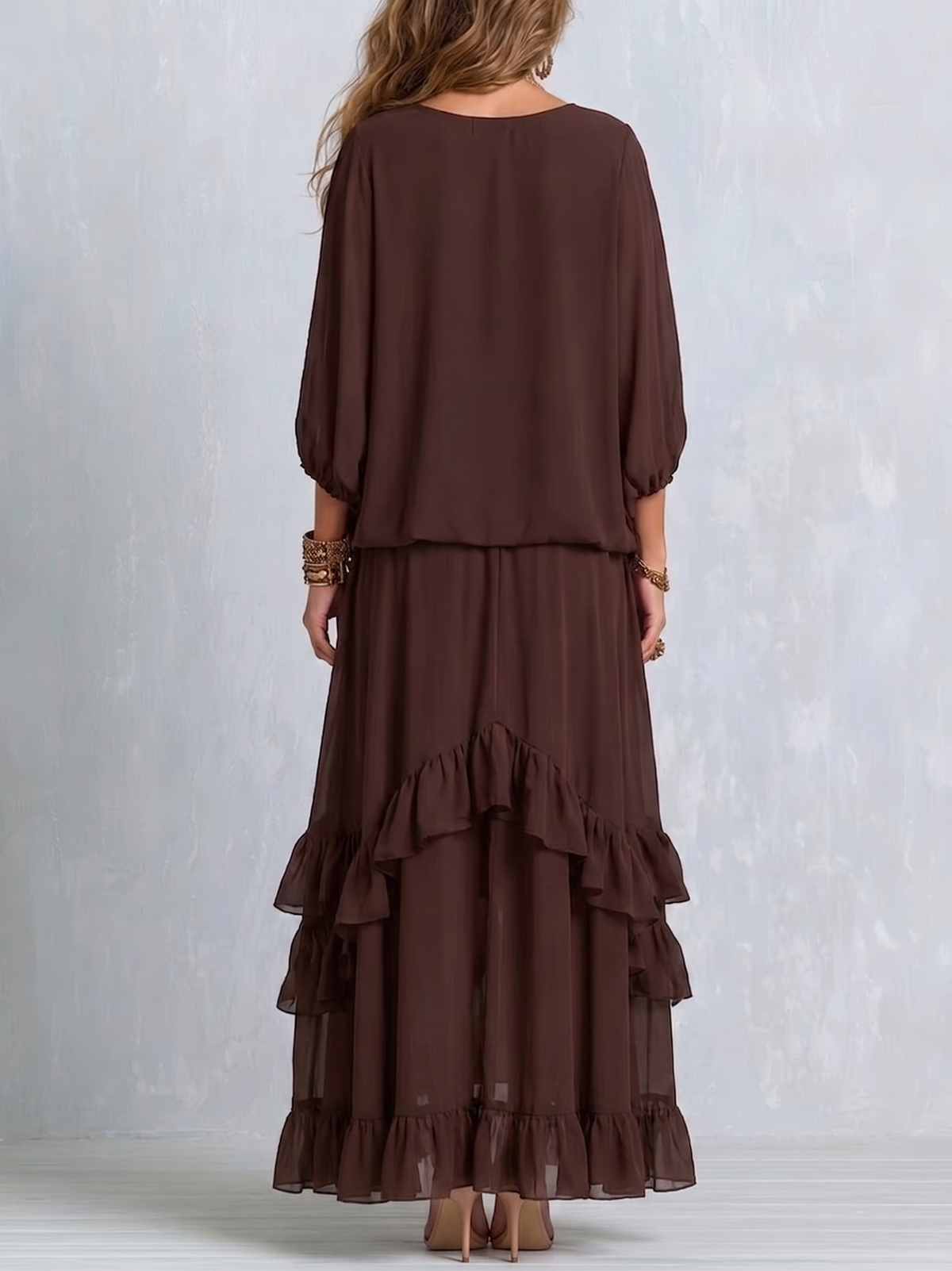 Bohemian Ruffle Chiffon Skirt Set