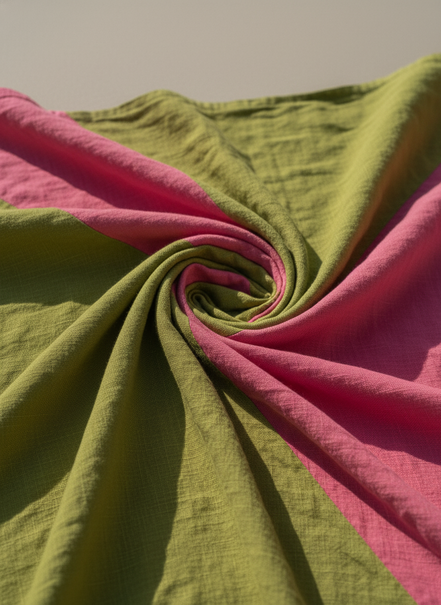 Retro Colorblock Cotton-Linen Maxi Dress