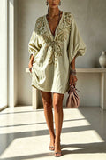 Gypsy Soul V-Neck Puff Sleeve Tunic Dress