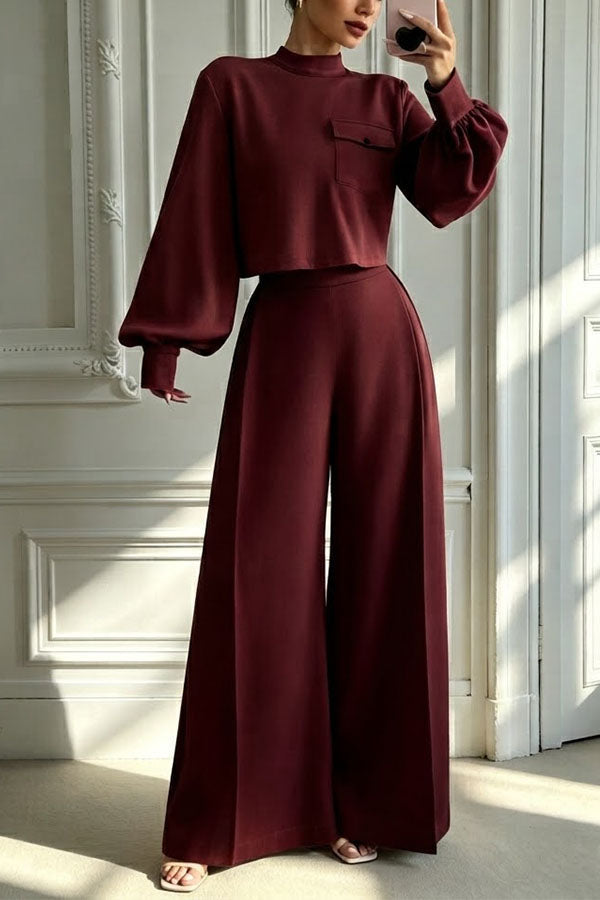 The Ultimate Chic Matching Set: Crop Top & Wide-Leg Pants