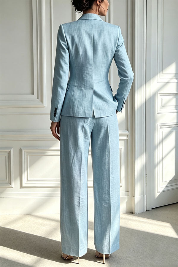 Minimalist Chic Tailored Blazer & Pleated Pant Suit