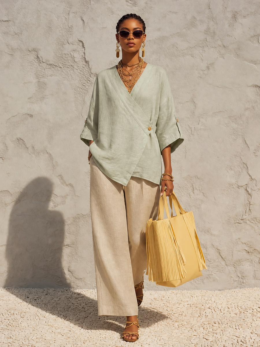 Asymmetric Wrap V-Neck Jacket