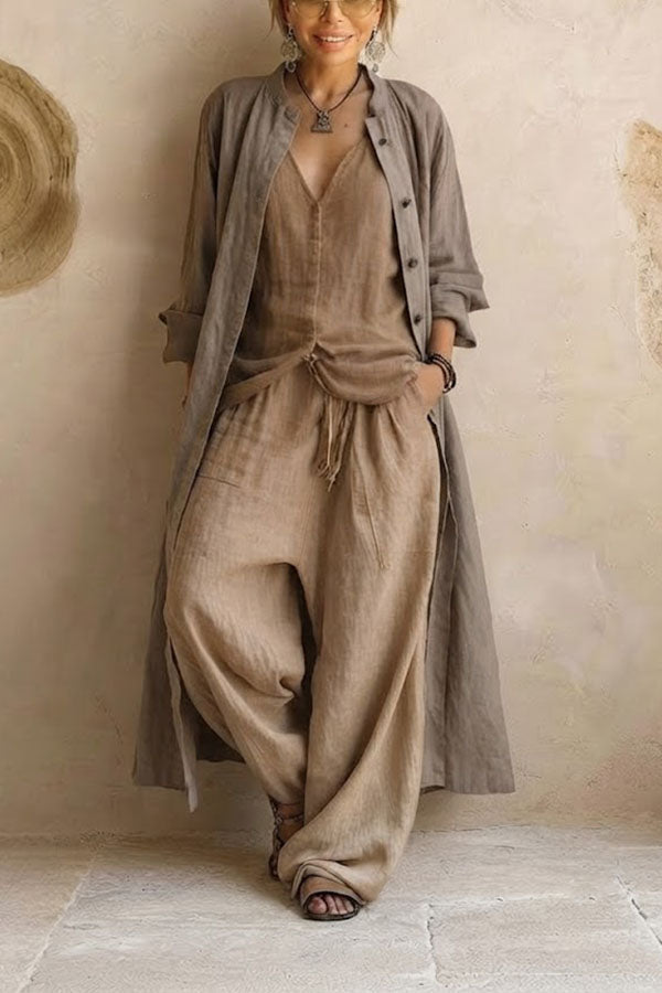 Casual Bohemian Cotton Linen 3-Piece Set