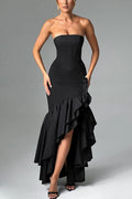 Ladies' sexy off shoulder, sexy off shoulder strapless, hip hugging, irregular wave fashion party dress