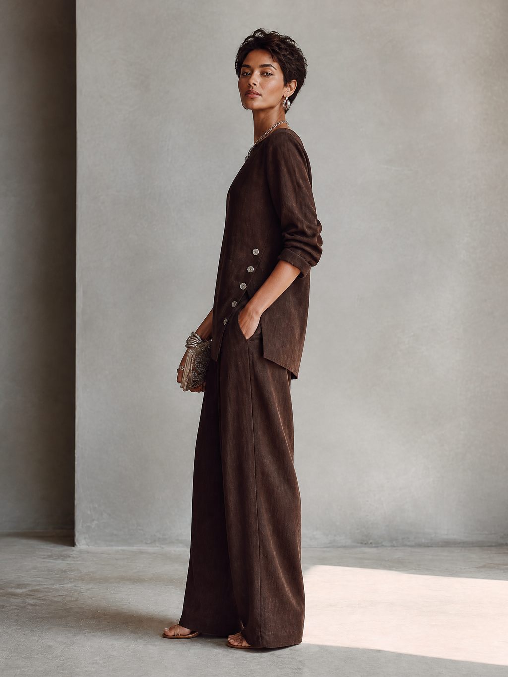 Asymmetric Hem Wide-Leg Set